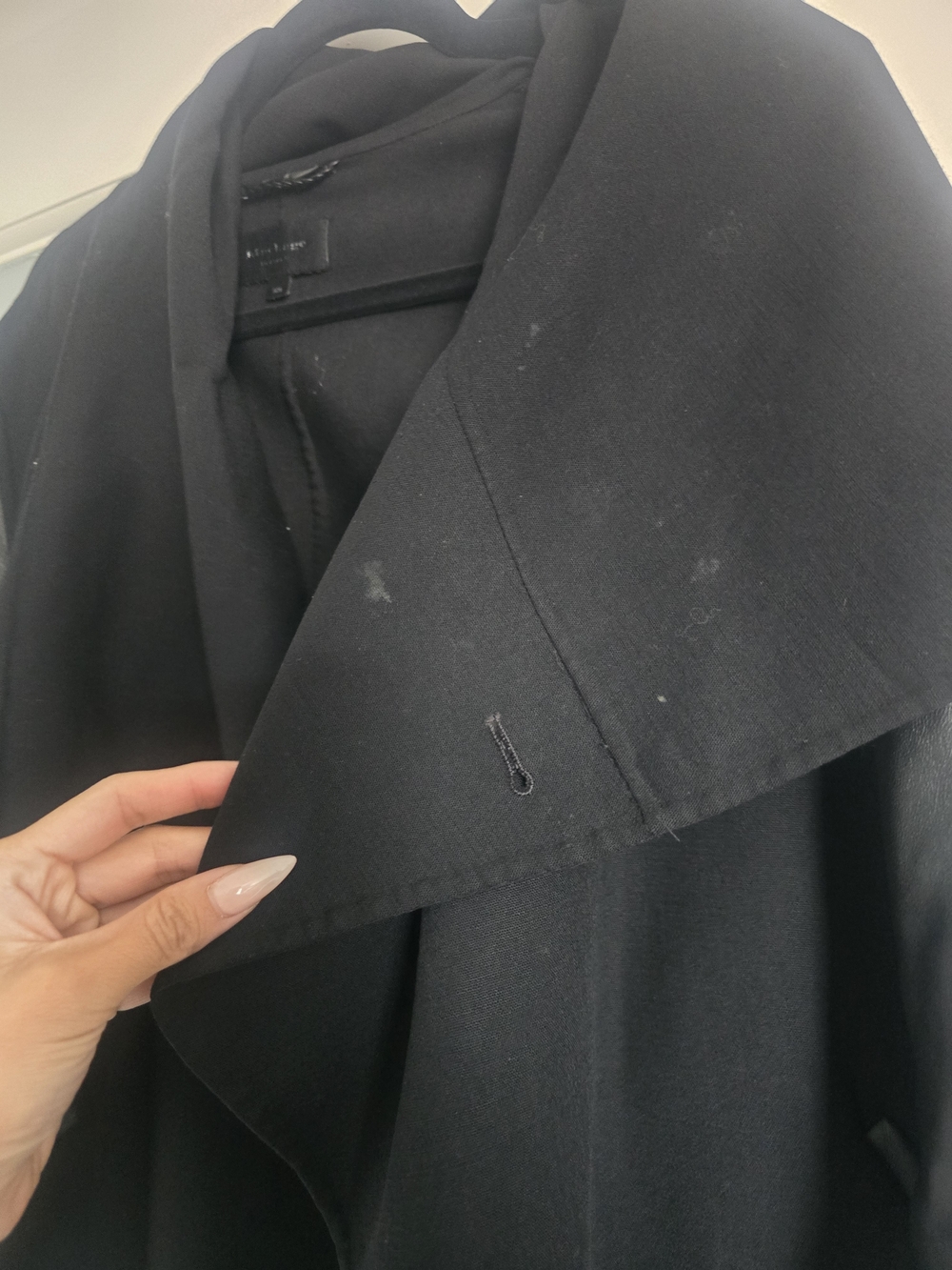 Mackage Black Draped Coat with Leather Sleeves - Picture 3 of 6